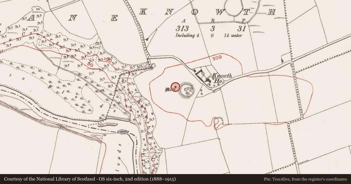 Ordnance Survey six-inch map, 2nd edition (1888–1915) covering the location of House - Neolithic, Knowth, County Meath, with a pin at the register's coordinates