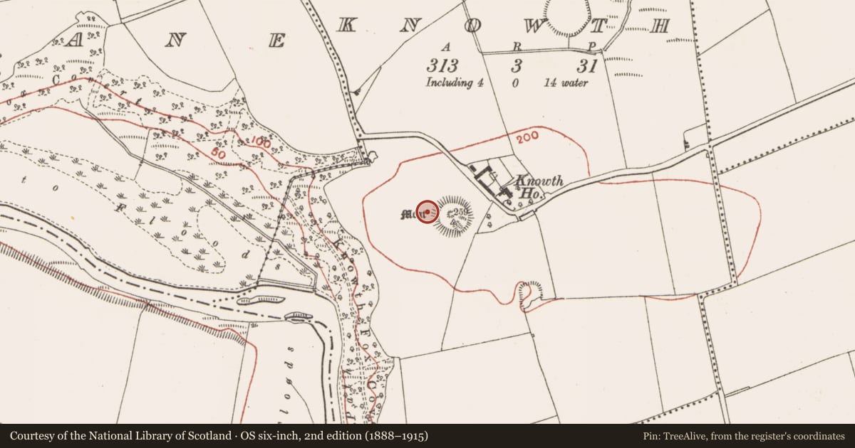 Ordnance Survey six-inch map, 2nd edition (1888–1915) covering the location of House - Neolithic, Knowth, County Meath, with a pin at the register's coordinates
