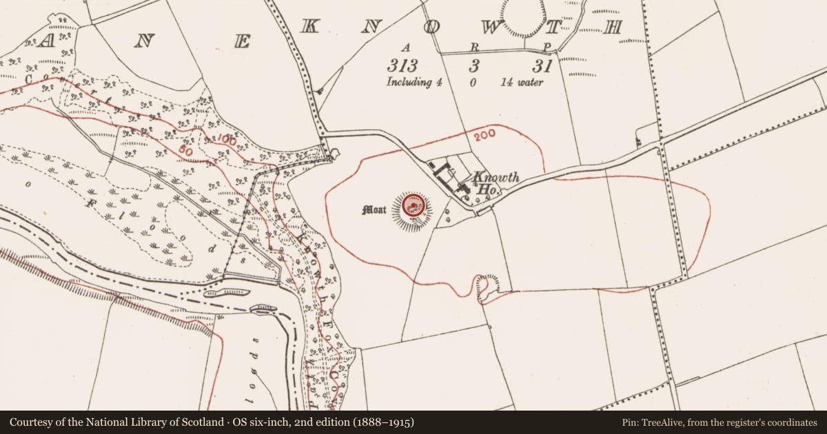 Ordnance Survey six-inch map, 2nd edition (1888–1915) covering the location of Ringfort - rath, Knowth, County Meath, with a pin at the register's coordinates