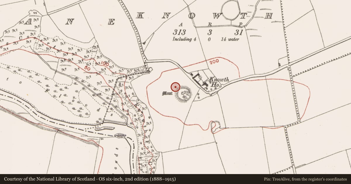 Ordnance Survey six-inch map, 2nd edition (1888–1915) covering the location of Souterrain, Knowth, County Meath, with a pin at the register's coordinates