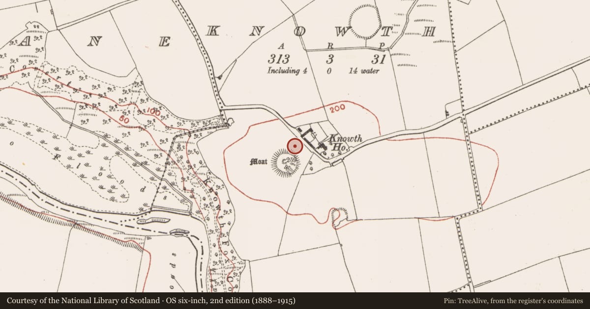 Ordnance Survey six-inch map, 2nd edition (1888–1915) covering the location of Souterrain, Knowth, County Meath, with a pin at the register's coordinates