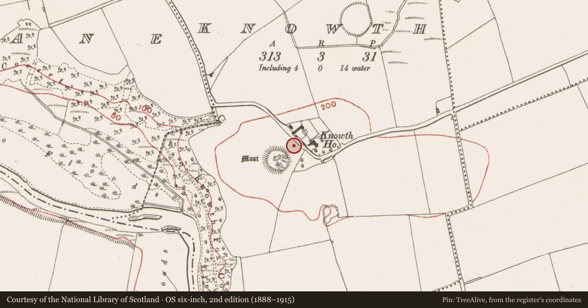Ordnance Survey six-inch map, 2nd edition (1888–1915) covering the location of Kiln - corn-drying, Knowth, County Meath, with a pin at the register's coordinates