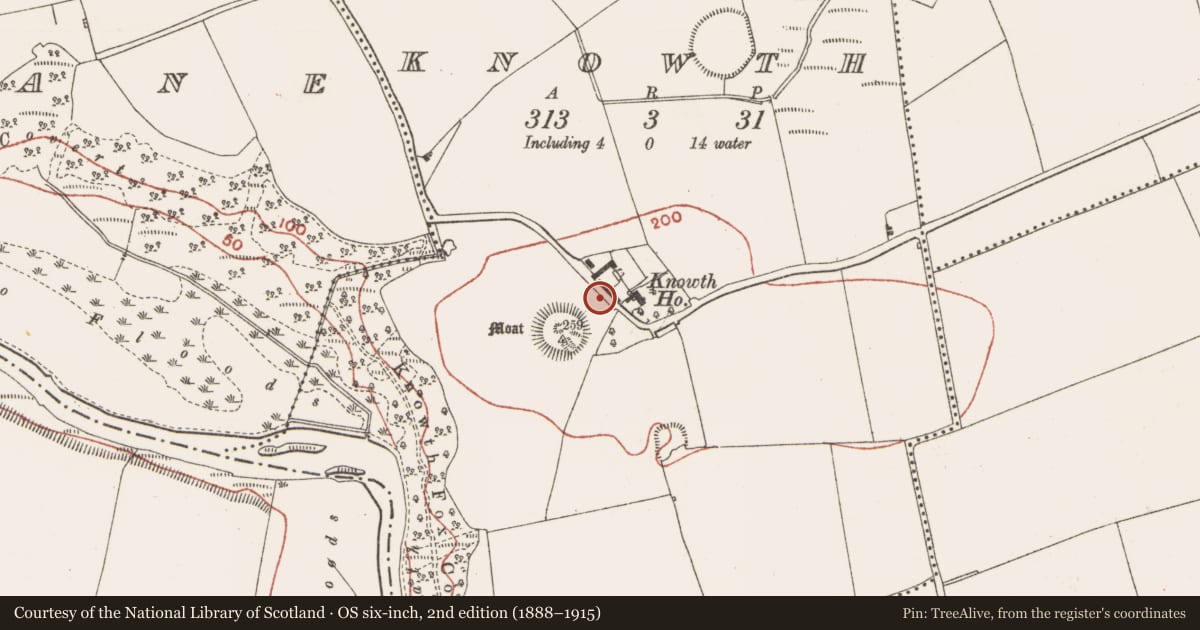 Ordnance Survey six-inch map, 2nd edition (1888–1915) covering the location of Kiln - corn-drying, Knowth, County Meath, with a pin at the register's coordinates