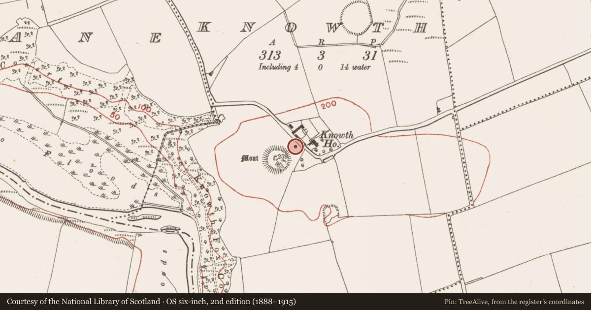 Ordnance Survey six-inch map, 2nd edition (1888–1915) covering the location of Kiln - corn-drying, Knowth, County Meath, with a pin at the register's coordinates