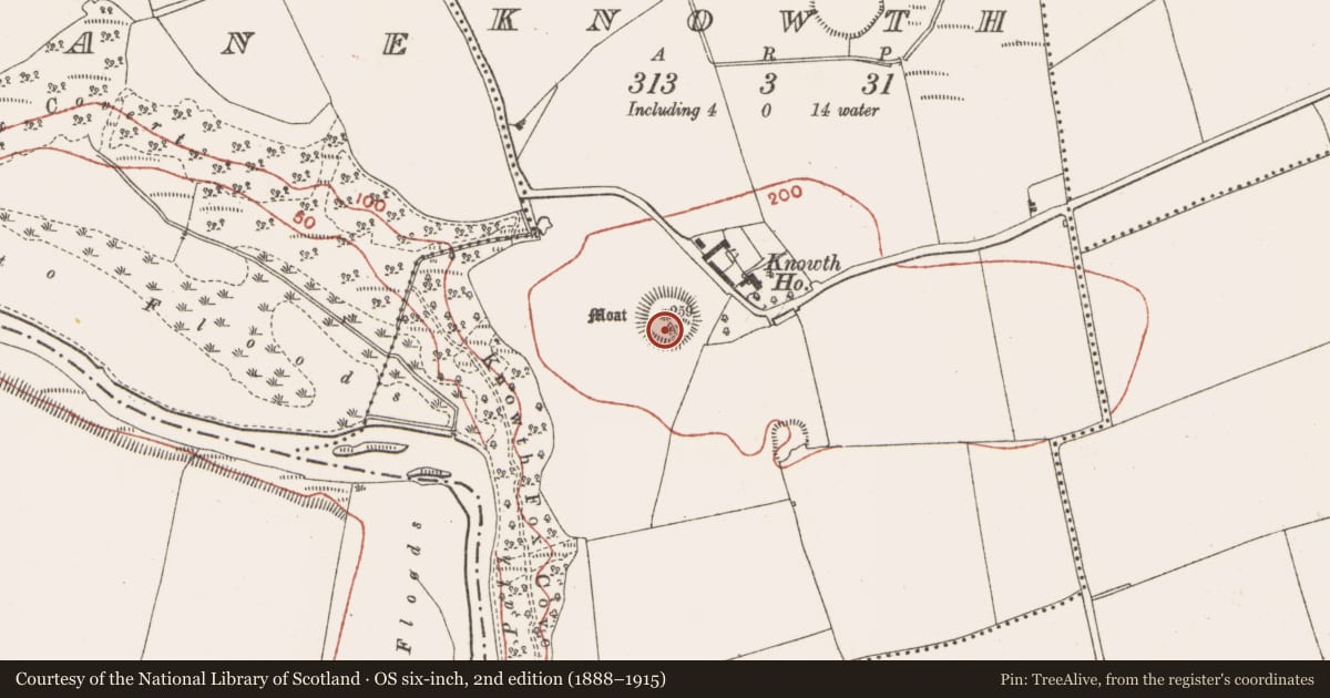 Ordnance Survey six-inch map, 2nd edition (1888–1915) covering the location of House - early medieval, Knowth, County Meath, with a pin at the register's coordinates