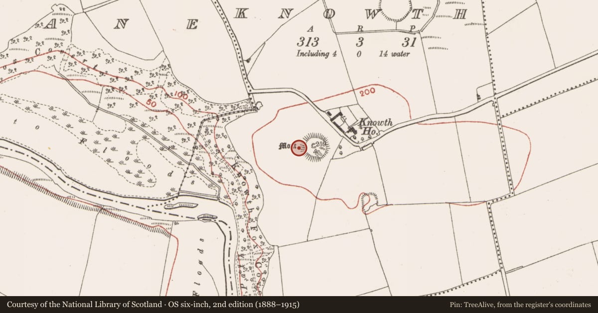 Ordnance Survey six-inch map, 2nd edition (1888–1915) covering the location of Standing stone, Knowth, County Meath, with a pin at the register's coordinates