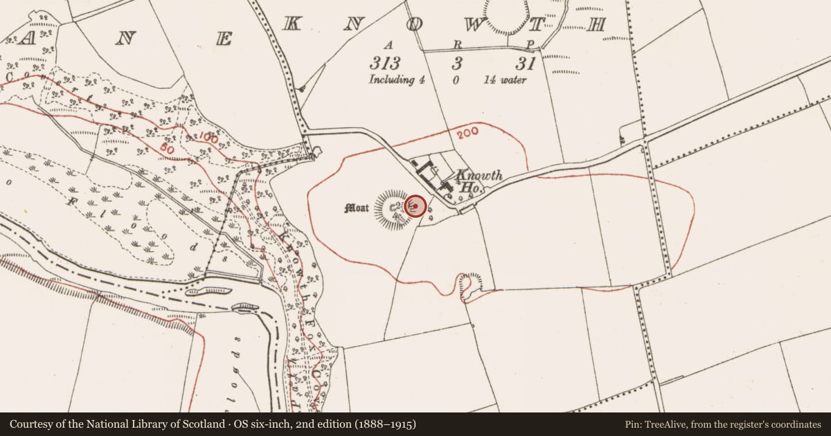 Ordnance Survey six-inch map, 2nd edition (1888–1915) covering the location of Standing stone, Knowth, County Meath, with a pin at the register's coordinates