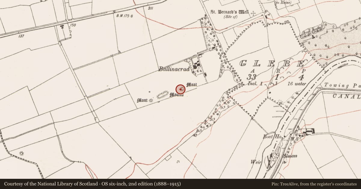 Ordnance Survey six-inch map, 2nd edition (1888–1915) covering the location of Barrow - mound barrow, Dowth, County Meath, with a pin at the register's coordinates