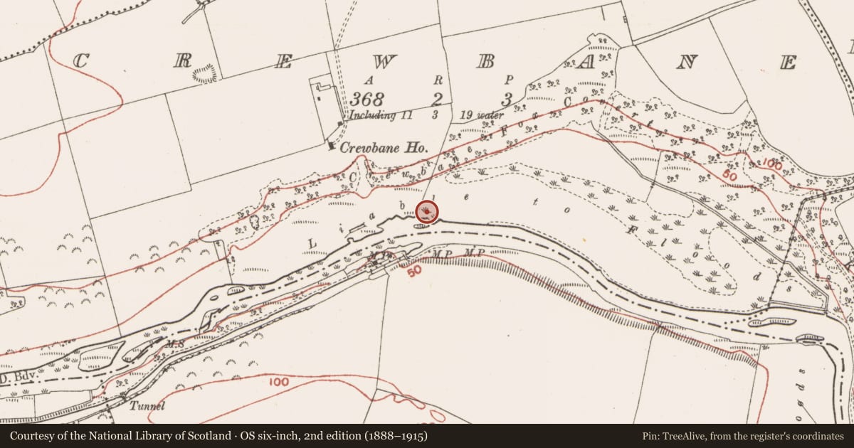 Ordnance Survey six-inch map, 2nd edition (1888–1915) covering the location of Enclosure, Crewbane, County Meath, with a pin at the register's coordinates