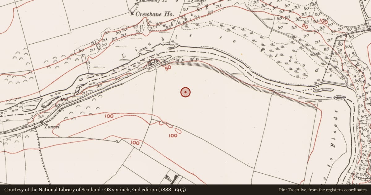 Ordnance Survey six-inch map, 2nd edition (1888–1915) covering the location of Enclosure, Rossnaree, County Meath, with a pin at the register's coordinates