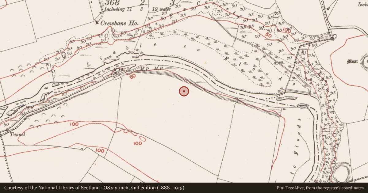 Ordnance Survey six-inch map, 2nd edition (1888–1915) covering the location of Enclosure, Rossnaree, County Meath, with a pin at the register's coordinates