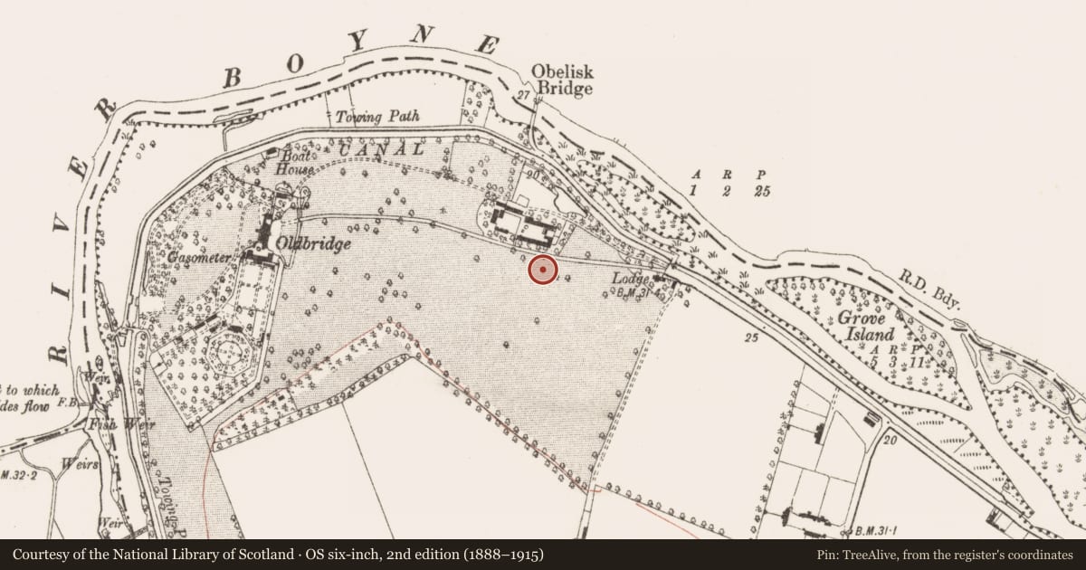 Ordnance Survey six-inch map, 2nd edition (1888–1915) covering the location of Battlefield, County Meath, with a pin at the register's coordinates