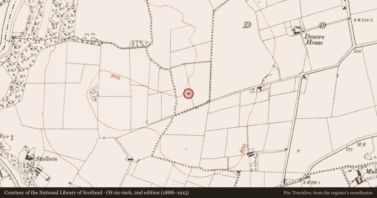 Ordnance Survey six-inch map, 2nd edition (1888–1915) covering the location of Fulacht fia, Sheephouse, County Meath, with a pin at the register's coordinates