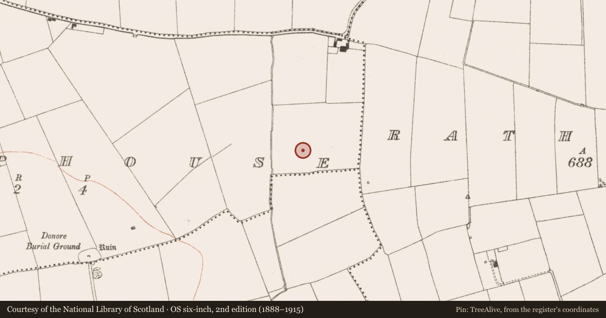 Ordnance Survey six-inch map, 2nd edition (1888–1915) covering the location of Enclosure, Sheephouse, County Meath, with a pin at the register's coordinates