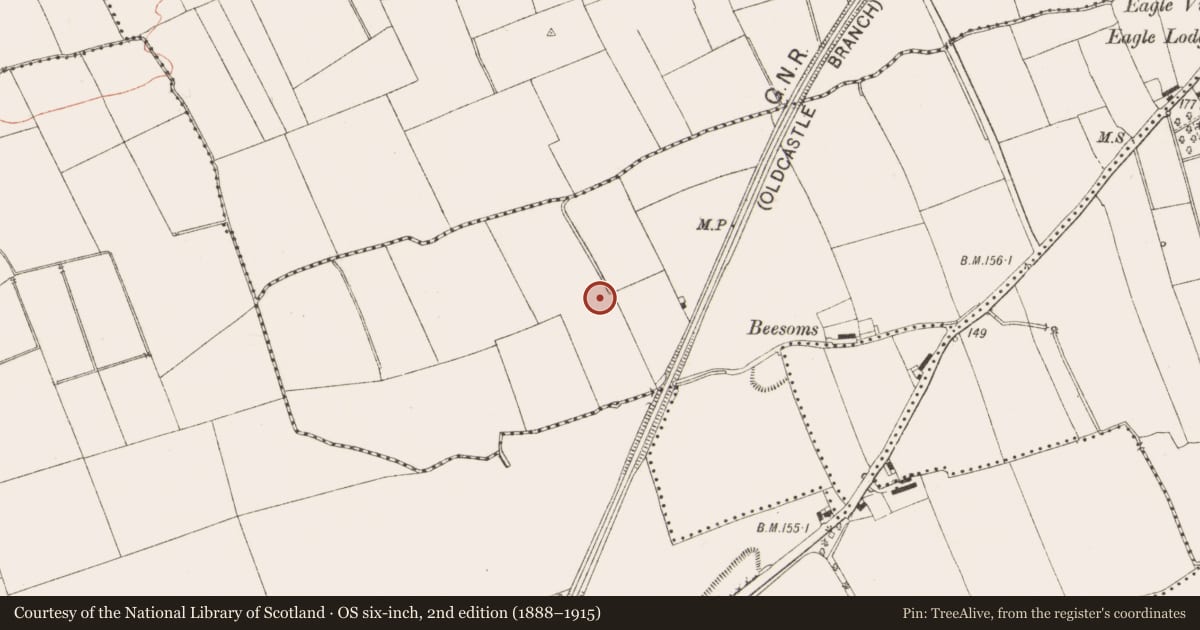 Ordnance Survey six-inch map, 2nd edition (1888–1915) covering the location of Structure, Lagavooren, County Meath, with a pin at the register's coordinates