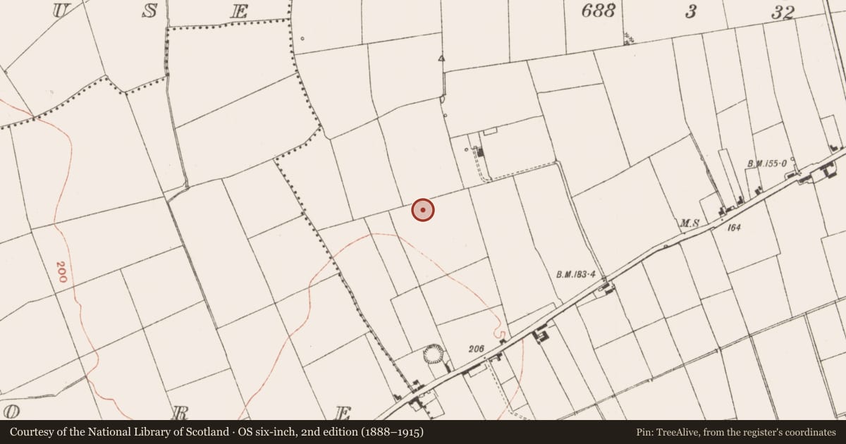 Ordnance Survey six-inch map, 2nd edition (1888–1915) covering the location of Fulacht fia, Rathmullan, County Meath, with a pin at the register's coordinates