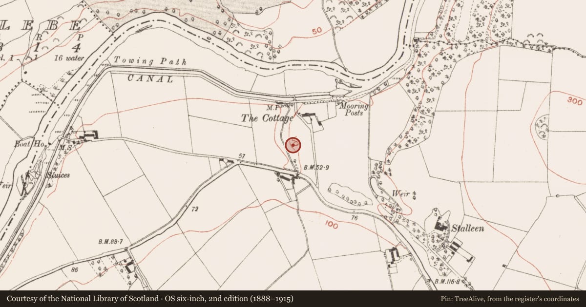 Ordnance Survey six-inch map, 2nd edition (1888–1915) covering the location of Souterrain, Stalleen, County Meath, with a pin at the register's coordinates
