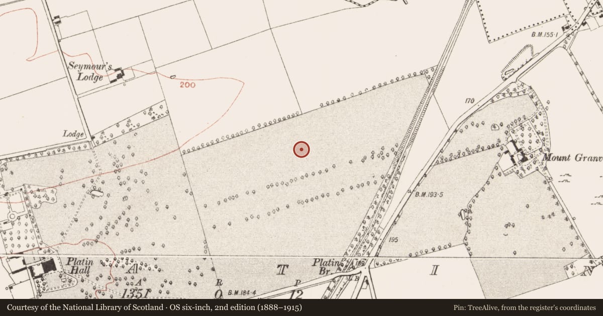 Ordnance Survey six-inch map, 2nd edition (1888–1915) covering the location of Enclosure, Platin, County Meath, with a pin at the register's coordinates
