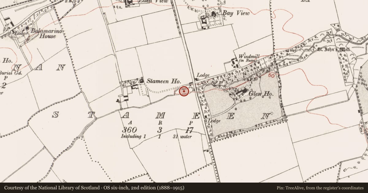 Ordnance Survey six-inch map, 2nd edition (1888–1915) covering the location of Mill - unclassified, Stameen, County Meath, with a pin at the register's coordinates