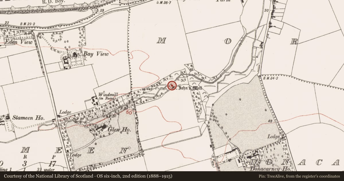 Ordnance Survey six-inch map, 2nd edition (1888–1915) covering the location of Ritual site - holy well, Mornington, County Meath, with a pin at the register's coordinates