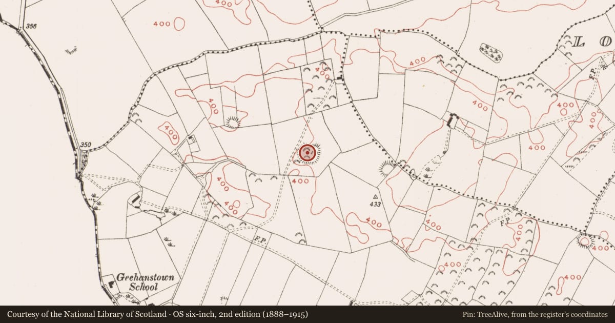 Ordnance Survey six-inch map, 2nd edition (1888–1915) covering the location of Ringfort - rath, Geehanstown, County Meath, with a pin at the register's coordinates