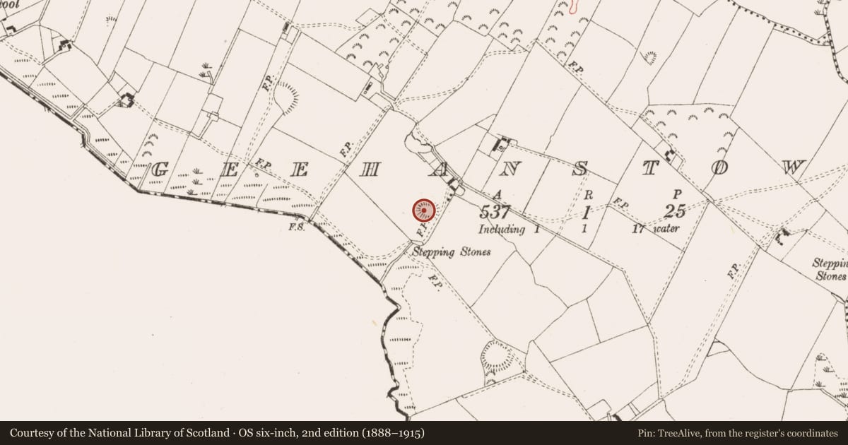 Ordnance Survey six-inch map, 2nd edition (1888–1915) covering the location of Ringfort - rath, Geehanstown, County Meath, with a pin at the register's coordinates