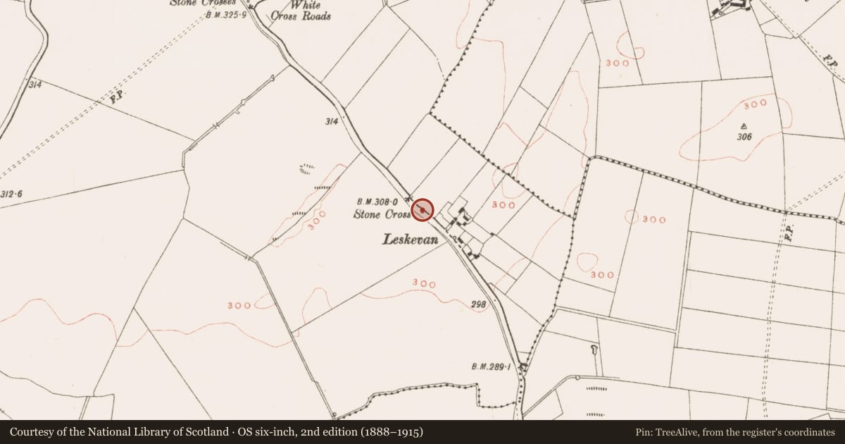 Ordnance Survey six-inch map, 2nd edition (1888–1915) covering the location of Cross, Kilskeer, County Meath, with a pin at the register's coordinates
