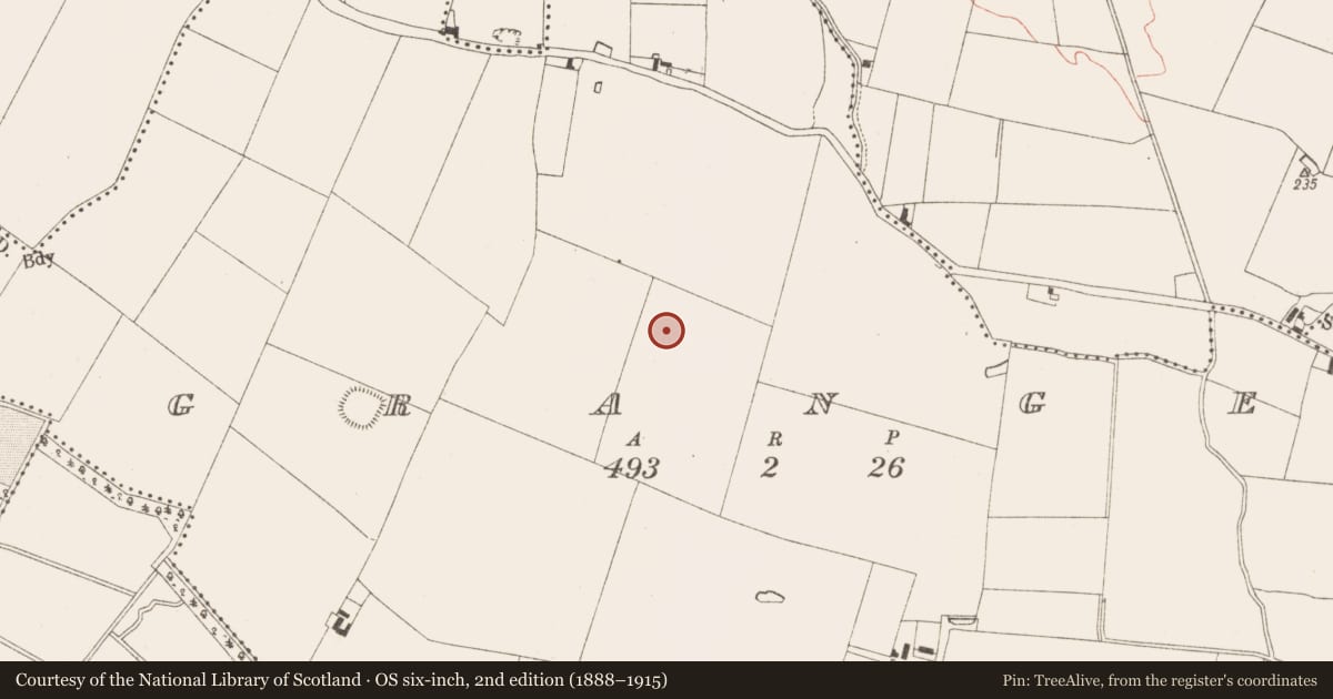 Ordnance Survey six-inch map, 2nd edition (1888–1915) covering the location of Hut site, Grange, County Meath, with a pin at the register's coordinates