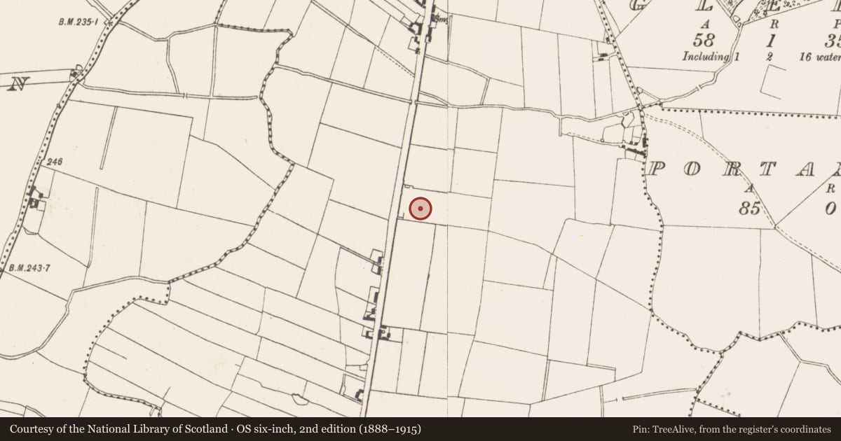 Ordnance Survey six-inch map, 2nd edition (1888–1915) covering the location of Fulacht fia, Ardbraccan, County Meath, with a pin at the register's coordinates