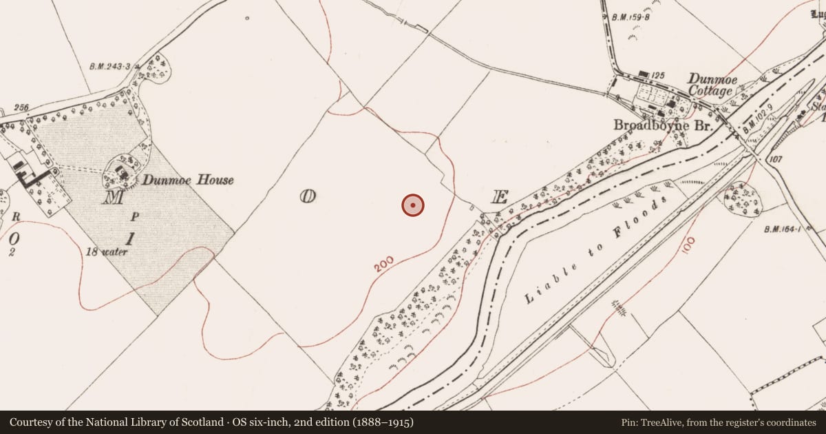 Ordnance Survey six-inch map, 2nd edition (1888–1915) covering the location of Enclosure, Dunmoe, County Meath, with a pin at the register's coordinates
