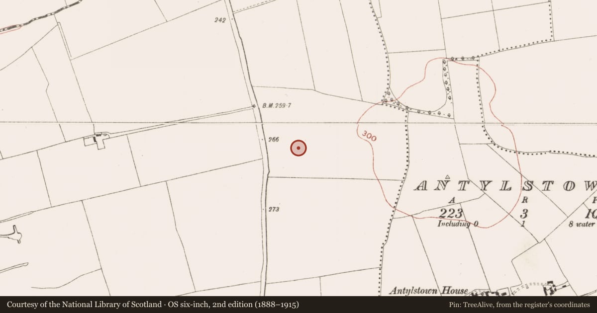Ordnance Survey six-inch map, 2nd edition (1888–1915) covering the location of Ring-ditch, Proudstown, County Meath, with a pin at the register's coordinates