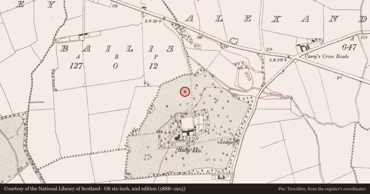 Ordnance Survey six-inch map, 2nd edition (1888–1915) covering the location of Enclosure, Alexander Reid, County Meath, with a pin at the register's coordinates