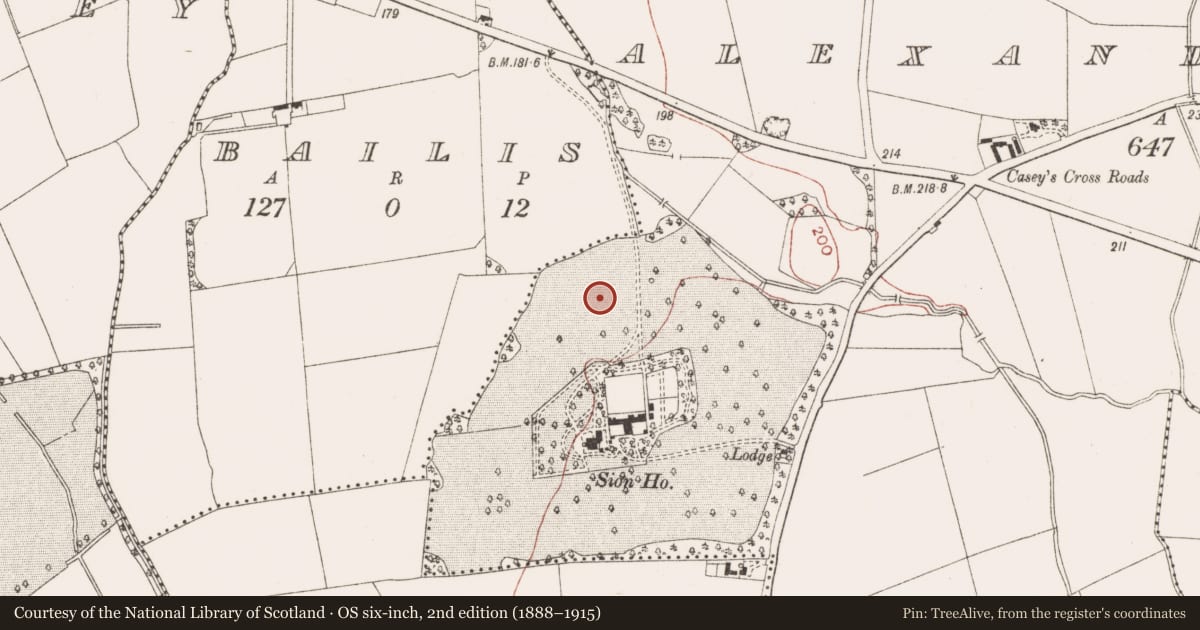 Ordnance Survey six-inch map, 2nd edition (1888–1915) covering the location of Enclosure, Alexander Reid, County Meath, with a pin at the register's coordinates