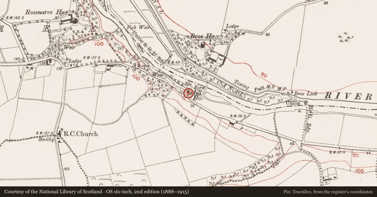 Ordnance Survey six-inch map, 2nd edition (1888–1915) covering the location of Mill - unclassified, Rossnaree, County Meath, with a pin at the register's coordinates