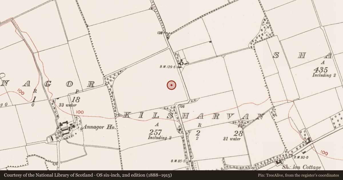 Ordnance Survey six-inch map, 2nd edition (1888–1915) covering the location of Excavation - miscellaneous, Kilsharvan, County Meath, with a pin at the register's coordinates