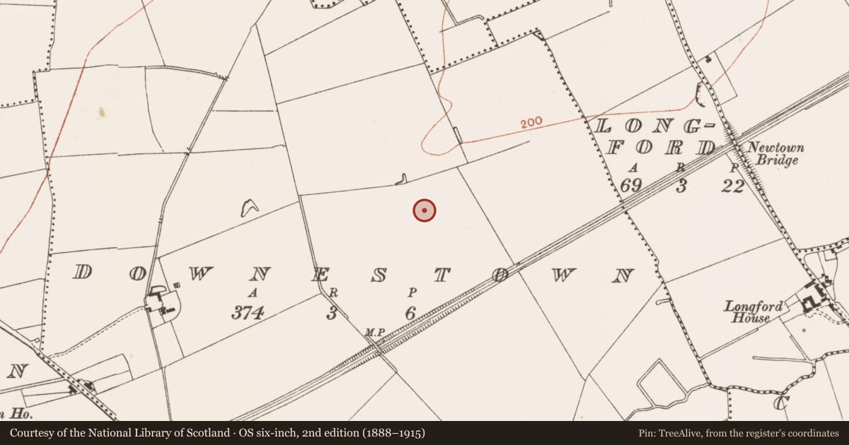 Ordnance Survey six-inch map, 2nd edition (1888–1915) covering the location of Habitation site, Downestown, County Meath, with a pin at the register's coordinates
