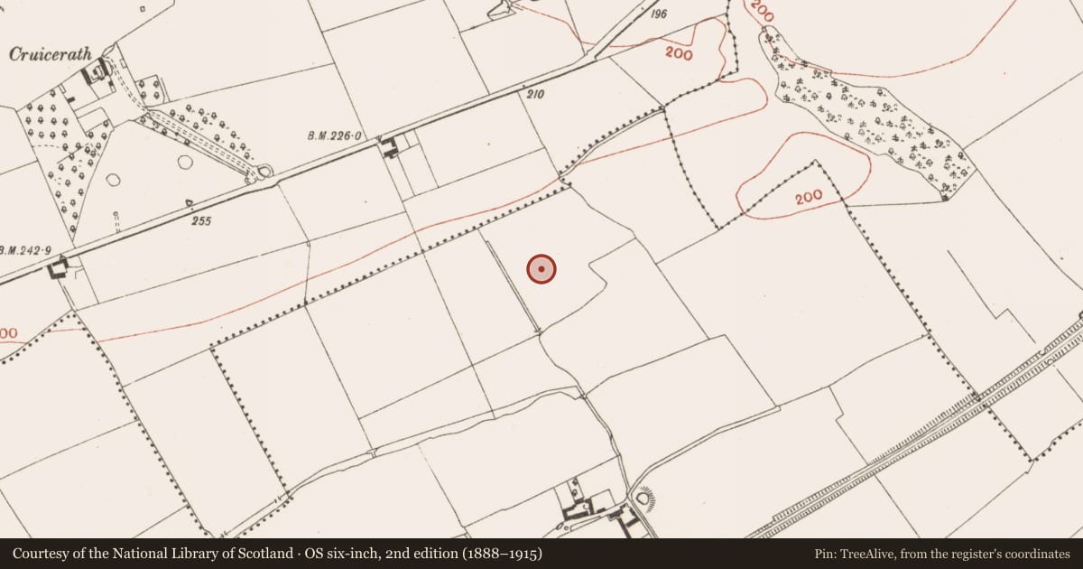 Ordnance Survey six-inch map, 2nd edition (1888–1915) covering the location of Fulacht fia, Carranstown, County Meath, with a pin at the register's coordinates