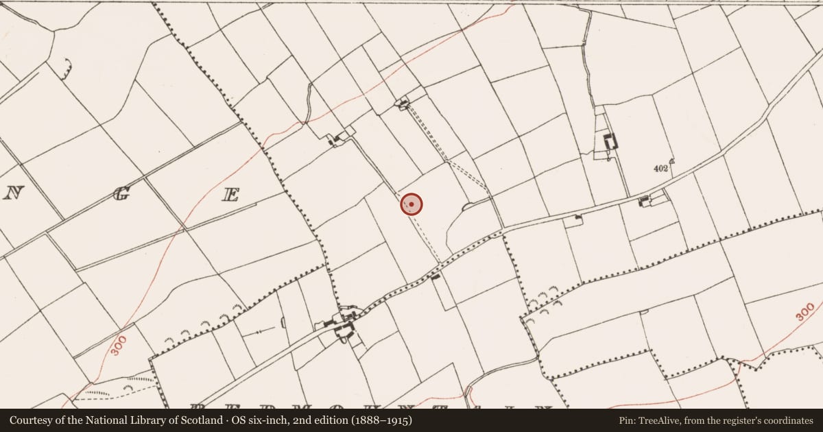 Ordnance Survey six-inch map, 2nd edition (1888–1915) covering the location of Barrow - embanked barrow, Stalleen, County Meath, with a pin at the register's coordinates