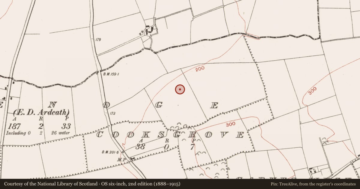 Ordnance Survey six-inch map, 2nd edition (1888–1915) covering the location of Field system, Keenoge (Duleek Upper By., Duleek Par.), County Meath, with a pin at the register's coordinates