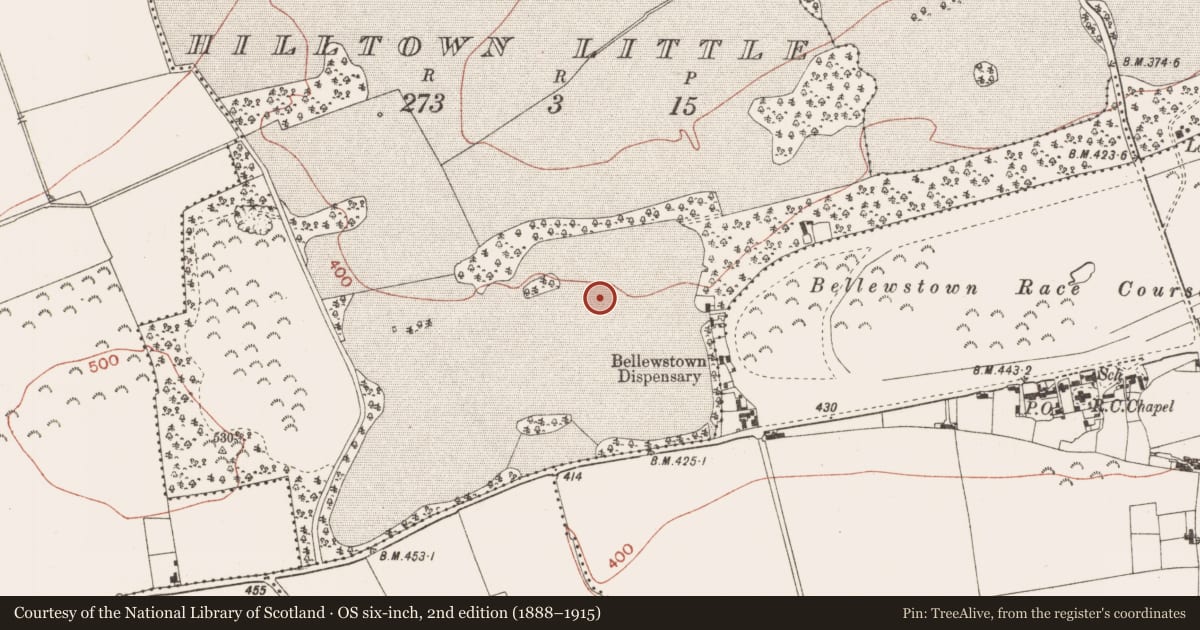 Ordnance Survey six-inch map, 2nd edition (1888–1915) covering the location of Enclosure, Hilltown Little, County Meath, with a pin at the register's coordinates
