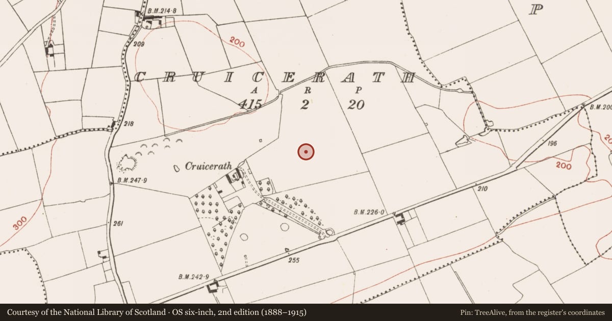 Ordnance Survey six-inch map, 2nd edition (1888–1915) covering the location of Ringfort - rath, Cruicerath, County Meath, with a pin at the register's coordinates