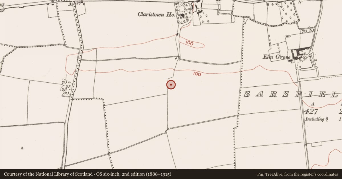 Ordnance Survey six-inch map, 2nd edition (1888–1915) covering the location of Mass-rock, Claristown, County Meath, with a pin at the register's coordinates
