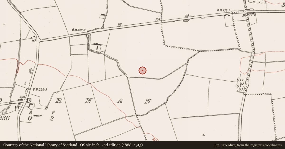 Ordnance Survey six-inch map, 2nd edition (1888–1915) covering the location of Enclosure, Lisdornan, County Meath, with a pin at the register's coordinates
