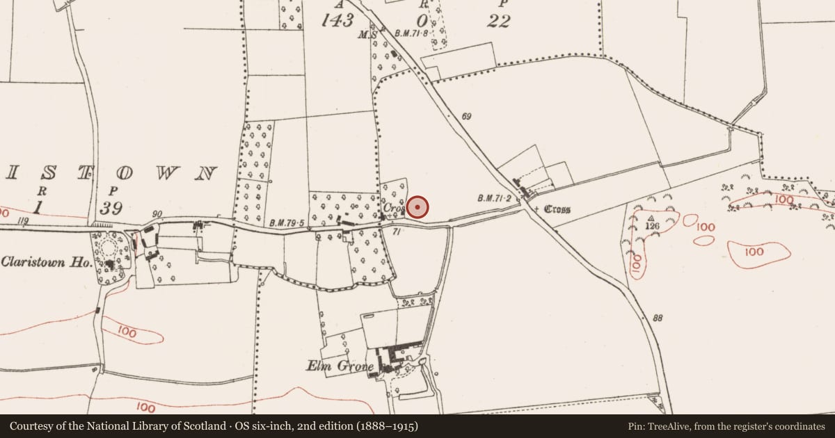 Ordnance Survey six-inch map, 2nd edition (1888–1915) covering the location of Ring-ditch, Sarsfieldstown, County Meath, with a pin at the register's coordinates
