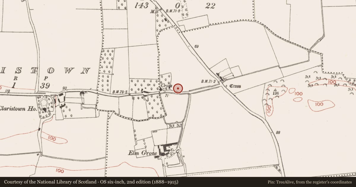 Ordnance Survey six-inch map, 2nd edition (1888–1915) covering the location of Ring-ditch, Sarsfieldstown, County Meath, with a pin at the register's coordinates