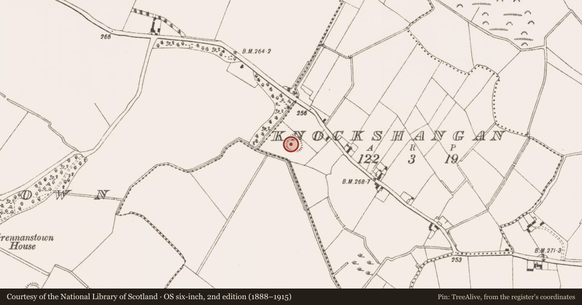 Ordnance Survey six-inch map, 2nd edition (1888–1915) covering the location of Ringfort - rath, Knockshangan, County Meath, with a pin at the register's coordinates