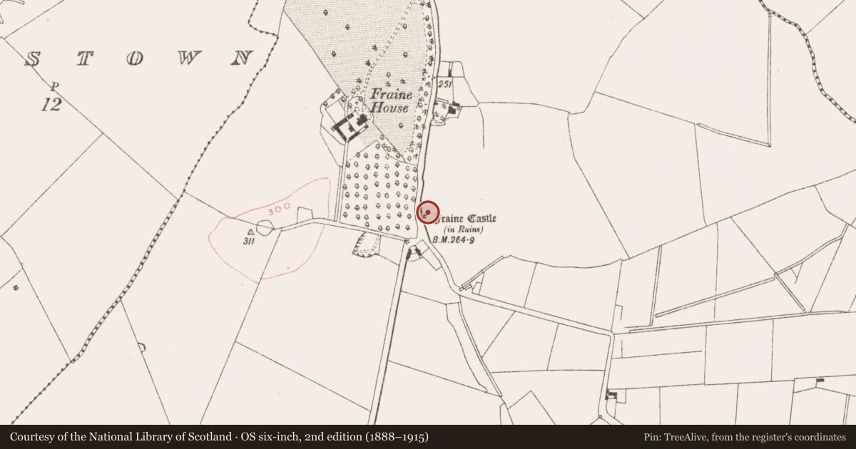 Ordnance Survey six-inch map, 2nd edition (1888–1915) covering the location of Building, Fraine, County Meath, with a pin at the register's coordinates