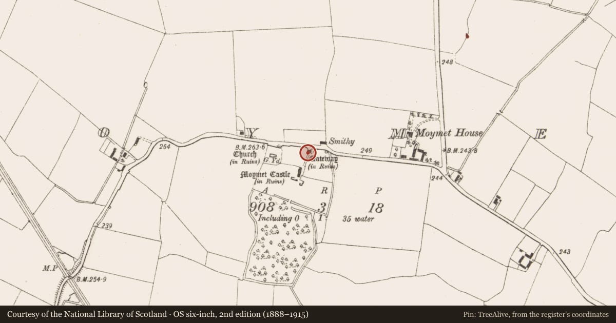 Ordnance Survey six-inch map, 2nd edition (1888–1915) covering the location of Gatehouse, Moymet, County Meath, with a pin at the register's coordinates