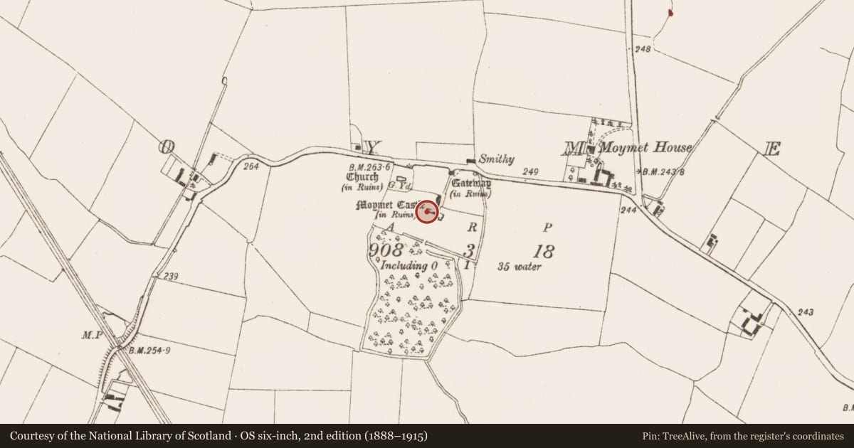 Ordnance Survey six-inch map, 2nd edition (1888–1915) covering the location of House - 16th/17th century, Moymet, County Meath, with a pin at the register's coordinates