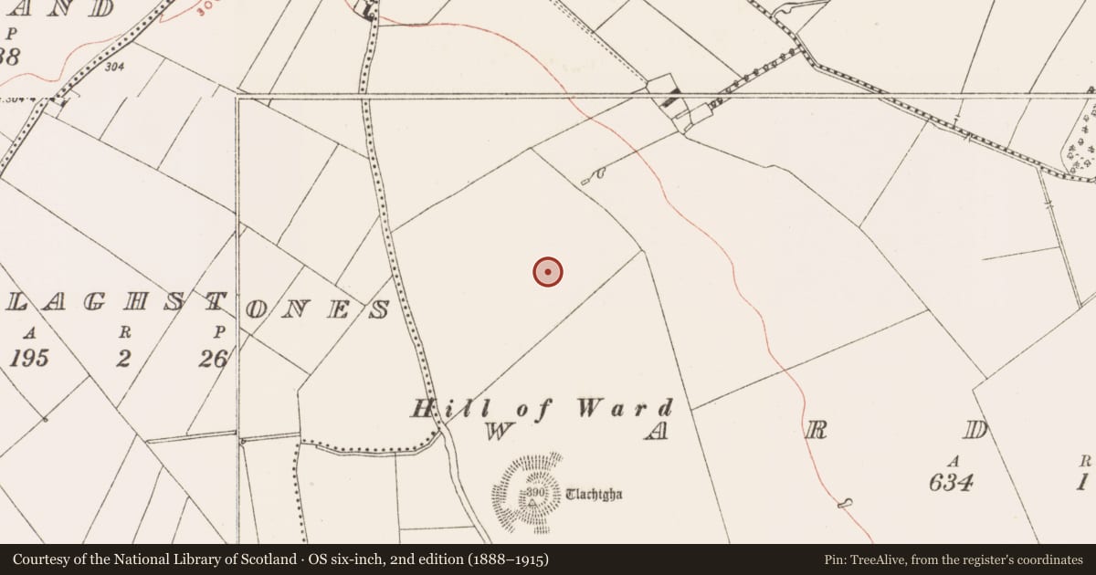 Ordnance Survey six-inch map, 2nd edition (1888–1915) covering the location of Ring-ditch, Tlachta, County Meath, with a pin at the register's coordinates